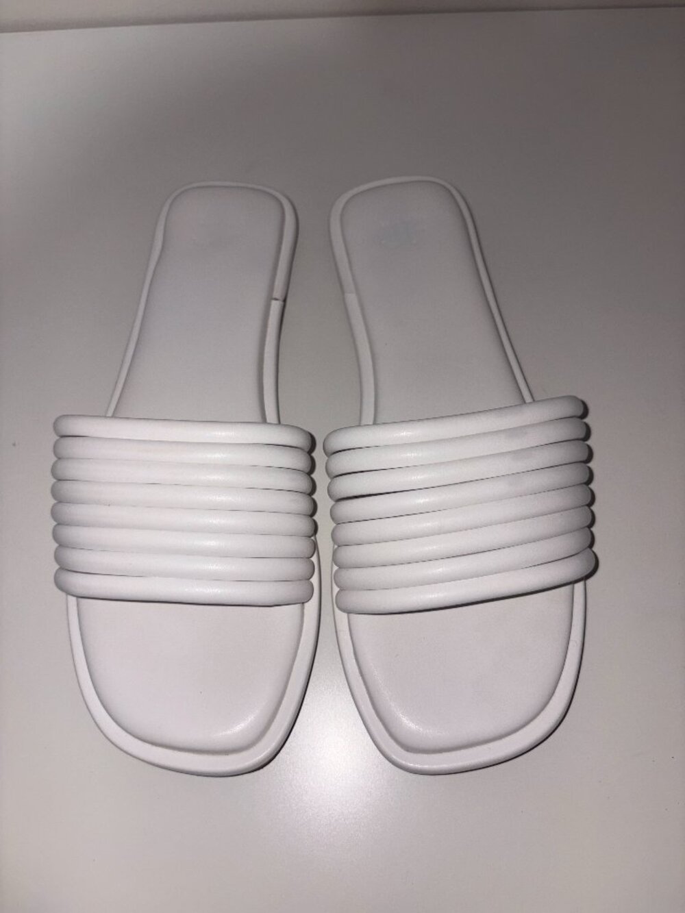 White Faux Leather Slides US 9 UK 7 EU 40